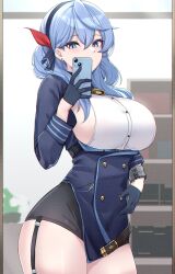 absurd_res ako_(blue_archive) belt_unbuckled big_ass big_breasts blue_archive bursting_breasts bursting_clothes cowbell curvy enough_333 fat_ass gehenna_academy_student gloves hand_on_hip highres hourglass_figure huge_ass huge_breasts large_ass large_breasts milf mirror mirror_selfie phone prefect_team_(blue_archive) revealing_clothes school_uniform selfie sideboob standing thick_ass thick_thighs voluptuous wide_hips