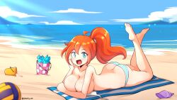 1girls barefoot beach beach_ball beach_towel beach_volleyball big_breasts bikini_bottom bloom_(winx_club) blue_eyes blue_eyes_female blue_sky busty feet feet_up huge_breasts human human_only jarckius light-skinned_female light_skin long_hair long_red_hair looking_at_viewer open_mouth pixiv public_topless questionable rainbow_(animation_studio) red_hair red_hair_female sand solo solo_female sunbathing teenage the_pose topless topless_female white_bikini white_bikini_bottom white_bikini_top winx_club