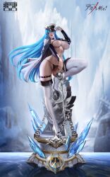 1girls akame_ga_kill! bra cpstudio curvaceous curves esdeath_(akame_ga_kill!) holding_sword huge_breasts human ice large_breasts looking_at_viewer military_hat military_uniform open_clothes rapier solo solo_female thigh_boots