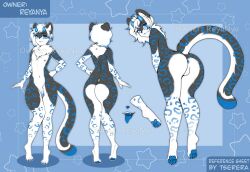 1boy anthro anus balls black_fur blue_spots domestic_cat feet felid feline felis femboy feral flaccid fur furry genitals girly hair humanoid looking_at_viewer looking_back male male_only mammal model_sheet nsfw nude pantherine pawpads paws penis reyanya small_(disambiguation) snow_leopard solo tserera uncensored white_body white_fur white_hair