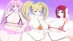 3d 3d_(artwork) 3girls areola areolae beach big_ass big_breasts big_butt blonde_female blonde_hair bubble_ass bubble_butt danganronpa danganronpa_2:_goodbye_despair danganronpa_ultra_despair_girls danganronpa_v3 female_only fenrirsjaw koikatsu long_hair pink_eyes pink_hair red_eyes red_hair saionji_hiyoko short_hair shortstack smiling straight_hair tagme thick_thighs utsugi_kotoko wide_hips yellow_eyes yumeno_himiko