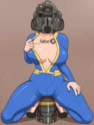 1girls 2018 big_breasts bodysuit breast_grab breast_hold breasts brown_background crouching fallout fallout_76 female female_only hand_on_leg helmet high_heels human insertion jumpsuit kneeling large_breasts looking_at_viewer masturbation nail_polish shadow shiny_skin shoes simple_background solo spread_legs text thick_thighs thin_waist unzipped unzipped_bodysuit vault_dweller vault_girl vault_suit watermark weapon xxxx52