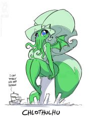 1girls 2022 big_breasts blue_eyes casual chloe_sinclaire cthulhu cthulhu_mythos female female_focus fusion giantess green_body jolly_jack tagme thick_thighs