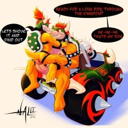 2022 2boys absurd_res aged_up anthro anthro_on_anthro armband ass balls being_watched blush bodily_fluids boo_(mario) bowser bowser_jr. bracelet car clothing collar dialogue duo duo_focus english_text erection eye_contact eyebrows father father_and_child father_and_son feet gay genital_fluids genitals ghost group hair harness hi_res horn hot_dogging humanoid_genitalia humanoid_penis imminent_anal incest jewelry jockstrap kneeling koopa looking_at_another male male_only mario_(series) mario_kart muscular muscular_anthro muscular_male nalli narrowed_eyes neckerchief nintendo nipples non-mammal_balls non-mammal_nipples nude open_mouth open_smile parent parent_and_child pecs penis precum scalie shadow shell signature simple_background sitting smile soles son spiked_armband spiked_bracelet spiked_collar spiked_shell spiked_tail spikes spikes_(anatomy) spirit teeth text tongue tongue_out trio underwear vehicle video_games white_background yaoi