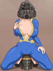 1girls 2018 big_breasts bodysuit breast_grab breast_hold breasts brown_background dildo_sitting edit fallout female female_only hand_on_leg helmet high_heels human insertion jumpsuit kneeling large_breasts looking_at_viewer masturbation mini_nuke nail_polish prodding shadow shiny_skin shoes simple_background solo spread_legs text thick_thighs thin_waist third-party_edit through_clothes unzipped unzipped_bodysuit vault_dweller vault_girl vault_suit weapon xxxx52