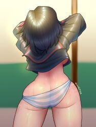 adult_swim ass_cleavage butt_crack canonical_scene kill_la_kill matoi_ryuuko meme neonnutter redraw ryukoredraw shimapan sunny sweaty toonami underwear undressing