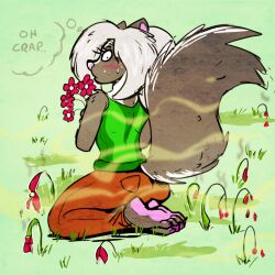 fart fart_fetish farting furry skunk surprised tagme wilting_flowers wilting_plants