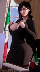 1girls 3d big_breasts final_fantasy final_fantasy_vii final_fantasy_vii_remake glasses italian_flag italian_senate_hack meme office office_lady pearl_necklace sampples solo solo_female square_enix suit thick_thighs tifa_lockhart wide_hips