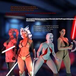 3d 4girls ahsoka_tano ahsoka_tano_(imperial) black_hair breedingduties dark-skinned_female dark_skin darth_talon dathomiri english_text female female_only grey_skin jedi:_fallen_order lightsaber merrin multiple_girls nightsister orange_skin red_skin second_sister star_wars star_wars:_legacy star_wars_rebels text togruta trilla_suduri twi'lek white_hair