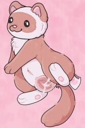 bodily_fluids brown_body brown_fur cum domestic_ferret female feral feralsoren fluffy fur genital_fluids hi_res mammal mustela mustelid musteline penetrable_sex_toy pink_background plushie plushophilia sex_toy simple_background solo true_musteline