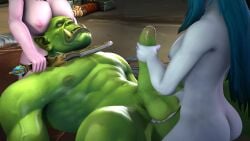 1boy 2girls 2girls1boy 3d animated ass big_balls big_breasts big_penis blue_hair breasts completely_naked completely_nude completely_nude_female completely_nude_male cupping_balls female femdom green_balls green_penis green_skin greenmote handjob holding_weapon interspecies knifepoint male male/female male_focus mp4 night_elf no_sound nude orc orc_(warcraft) orc_male orced penis reverse_rape video warcraft weapon world_of_warcraft ziahna