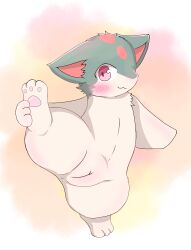 absurd_res blue_body burakura_inu female genitals hi_res looking_at_viewer nintendo one_leg_up pokémon_(species) pokemon pokemon_(species) pussy quilava raised_leg simple_background solo spread_legs spreading standing video_games