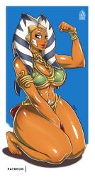 1girls 2022 abs ahsoka_tano alien alien_girl amargonz arm_up armlet armwear athletic athletic_female background barefoot belly_dancer belly_dancer_outfit big_breasts bikini blue_background blue_eyes border bra bracelet breasts chain_between_breasts chained cleavage clone_wars clothed clothed_female clothing dancer dancer_outfit dated eyelashes eyes facial_markings feet female female_only fit fit_female flexing fully_clothed harem_girl harem_outfit horn huge_breasts jedi kneeling loincloth muscular muscular_female oil open_eyes orange_body orange_skin patreon pose side_view signature simple_background slave slave_ahsoka slave_bikini slave_collar slave_leia_(cosplay) slave_outfit slavegirl solo star_wars tentacle tentacle_hair the_clone_wars:_season_four thick_thighs thighs toes voluptuous white_border