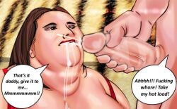 artist_tyroncarter bbw bbwts_(comic) big_penis cum cum_in_pussy cum_on_face ejaculation erection faceless_human penis speech_bubble