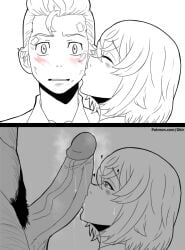 1girls 2boys age_difference betrayal big_penis black_and_white black_hair brown_eyes brown_hair cheating cheating_girlfriend cheek_kiss cock_worship couple cuckold dkir feet hinata_tachibana instant_loss_2koma kissing kissing_cheek kissing_penis line_art male_pubic_hair medium_hair netorare nude older_male older_man_and_teenage_girl penis penis_kiss tachibana_hinata tagme takehina takemichi_hanagaki teenage_girl teenager tokyo_revengers younger_female