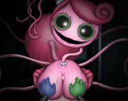 1girls big_breasts black_background boobjob breast_grab breasts creepy_smile doll female green_eyes horror lipstick living_toy long_arms long_neck looking_at_viewer male male_pov mommy_long_legs nightmare_fuel nightmare_waifu paizuri penis penis_between_breasts pink_hair pink_skin poppy_playtime simple_background straight titfuck titjob toy