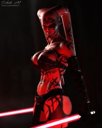 1girls 3d alien alien_girl artist_signature athletic_female boobs bra breasts darken_den darth_talon dim_lighting elbow_gloves female female_focus female_only female_solo lightsaber panties partially_clothed partially_clothed_female patreon_username red_body red_lightsaber red_skin sith sith_lady solo star_wars star_wars:_legacy star_wars_legends strapless_bra twi'lek yellow_eyes