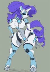 anthro anthrofied big_breasts black_sclera breasts curled_hair curled_tail equid equine eyelashes female friendship_is_magic hair hasbro hi_res horn imric1251 machine mammal my_little_pony nipples purple_hair purple_tail rarity_(mlp) robot robot_girl simple_background smile solo straight_hair teeth unicorn unicorn_horn white_body wide_hips