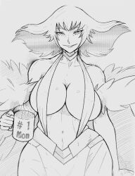 1girls belly belly_button big_breasts breasts female female_only huge_breasts kill_la_kill kiryuuin_ragyou milf mother mug older_female revealing_clothes solo solo_female thick tummy wide_hips yoracrab