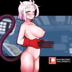 animated dice_coffeedox draw_the_dice helltaker horns justice_(helltaker) nude tale white_hair white_skin