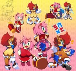 amy_rose big_ass big_breasts breasts chipmunk eulipotyphlan female ground_squirrel hedgehog larger_female mammal rodent sally_acorn sanikink_(artist) sciurid sega smaller_male sonic_(series) sonic_the_hedgehog tagme