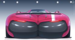 1girls animate_inanimate ass bare_ass big_ass car female female_only huge_ass pink_skin shiny shiny_skin spoiler vehicle walter_sache wide_hips