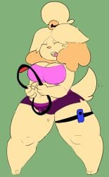 2022 animal_crossing big_breasts breasts cleavage female isabelle_(animal_crossing) nintendo onetiredbear tagme