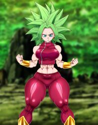 1girls ass big_ass big_butt clothed clothed_female clothing dragon_ball dragon_ball_super female female_only green_hair hashimiro_takahi kefla muscular_female pornography solo