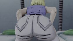 1girls 3d android_18 animated ass ass_focus ass_shake blonde_hair dragon_ball dragon_ball_z female from_behind huge_ass jeans jiggle kishi pants short_hair solo video webm