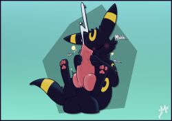 3_toes absurd_res balls blush cum cumshot eeveelution feet feral fur furry furry_only genitals hi_res hyper knot male male_only moxiepawler_(artist) nintendo paws penis pokémon_(species) pokemon pokemon_(species) solo tail text toes umbreon video_games