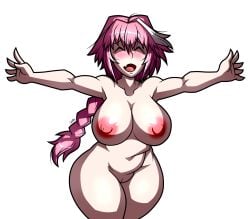 1girls astolfo_(fate) big_ass big_breasts big_nipples braid completely_nude completely_nude_female fate/grand_order fate_(series) female female_only fred1032 genderswap_(mtf) happy huge_breasts hugging large_breasts looking_at_viewer naked naked_female nude nude_female pink_hair rule_63 self_upload smile smiling smiling_at_viewer solo solo_female two_tone_hair wide_hips