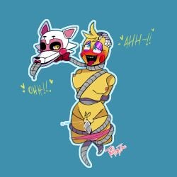 2girls ahe_gao animatronic animatronics blue_eyes blush boobs breasts cum cum_in_pussy cum_inside cum_leaking five_nights_at_freddy's five_nights_at_freddy's_2 forced hand_on_head mangle_(fnaf) panties panties_down pink_panties pink_panties_down purple_eyeshadow pussy robot robot_girl scottgames tentacle tied tits tongue tongue_out toy_chica_(fnaf) white_fur yellow_eyes yellow_fur zoned_(artist)