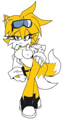 akatsukishiranui-fox breasts canine casual exposed_torso female footwear fox fur furry_tail gloves handwear legwear mammal multiple_tails nude outerwear rule_63 sega shoes sonic_(series) tactical_nudity tail tails tailsko