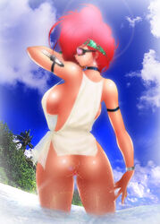 1girls 2010 ass big_hair breasts curvaceous dark-skinned_female dark_skin dirty_pair female headband human kei_(dirty_pair) large_breasts looking_at_viewer presenting red_hair short_hair solo thick_thighs tomboy wide_hips yokoyamagumi