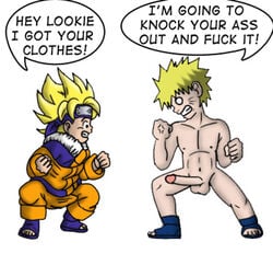 bumwolf clothes_stolen dragon_ball dragon_ball_z english_text human male male_only multiple_males naruto son_goten super_saiyan uzumaki_naruto