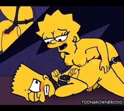 2010 anal anal_sex bart_simpson dildo female from_behind human incest lisa_simpson male male_penetrated pegging straight strap-on the_simpsons toongrowner