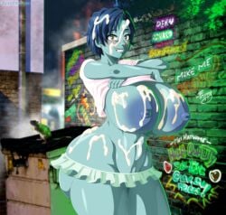 1girls almost_naked alternate_breast_size alternate_version_available apple_butt awata_kaoruko big_areolae big_breasts big_butt big_hips blue_hair blue_skin blushed blushing blushing_at_viewer boku_no_hero_academia bubble_girl cum cum_on_ass cum_on_belly cum_on_body cum_on_breasts cum_on_face cum_on_hair cyan_skirt detailed_background ero-enzo green_eyes huge_areolae huge_breasts huge_butt huge_thighs kaoruko_awata muscular muscular_female my_hero_academia rtenzo shirt_lift shirt_pull shirt_up stripping tagme tiny_skirt tiny_waist white_shirt wide_hips