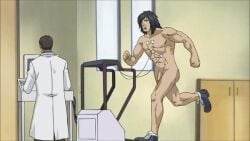 2boys abs animated anime_style average_sized_penis black_hair drawthread_request edit edited edited_screencap facial_hair flaccid_penis gay genitals hairy labcoat long_hair male male_only naked_footwear no_sex nude pecs penis retracted_foreskin running screenshot screenshot_edit socks_and_shoes swinging_penis treadmill uncut unknown_artist unknown_character workout yaoi