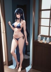 1female 1girls ai_generated anime anime_girl anime_style ass big_ass big_breasts big_breasts blue_bikini blue_bikini_bottom blue_bikini_top blue_eye blue_eyes blue_eyes_female blue_hair breasts breasts enza1316 female fit fit_female long_blue_hair long_hair natural_breasts