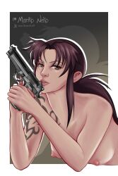 1girls black_lagoon breasts female female_only gun marikoneko marikoneko0 nipples revy solo