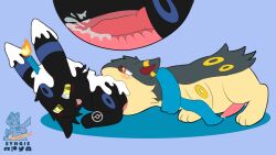 cake cake_top cum_in_stomach dessert eeveelution food genitals hi_res male nintendo penis pokémon_(species) pokemon pokemon_(species) quilava syngie_(artist) umbreon video_games vore