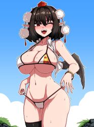 big_breasts bikini formicid shameimaru_aya short_hair string_bikini string_panties tagme touhou