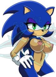 1girls breasts casual exposed_torso eyeshadow female footwear gabviz handwear humanoid nude purple_eyeshadow rule_63 sega solo sonic_(series) sonic_the_hedgehog sonique_the_hedgehog tagme watermark