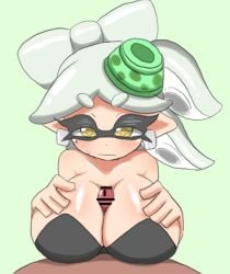 1boy 1girls big_breasts censor_bar censored female female_focus inkling marie_(splatoon) paizuri pen_(artist) splatoon