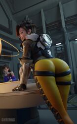 10:16 2girls 3d ass big_ass brown_hair cheerax d.va dat_ass large_ass lena_oxton looking_at_viewer looking_back overwatch smile tracer