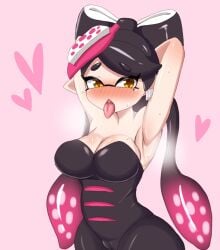 armpit_fetish armpits arms_up big_breasts callie_(splatoon) cameltoe clothing female female_only inkling inkling_girl looking_at_viewer nintendo pen_(artist) smooth_skin solo splatoon tagme tongue_out