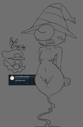 breasts female mario_(series) monochrome paper_mario tagme veevee_(artist) veeveederi vivian_(paper_mario)