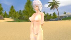 3d bikini bikini_bottom bikini_top breasts code_vein female_only huge_breasts io_(code_vein) koikatsu looking_at_viewer solo source_filmmaker swimsuit white_hair yellow_eyes