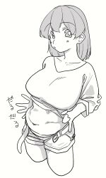 chubby ijnacrj large_breasts looking_at_viewer short_hair shorts