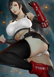 1girls 3d_(artwork) ariverkao big_ass big_breasts big_butt black_hair boots dat_ass female final_fantasy final_fantasy_vii final_fantasy_vii_remake gloves hi_res high_resolution highres huge_ass large_ass light-skinned_female light_skin lingerie miniskirt one_leg_up panties red_boots shoes solo solo_female thick_thighs tifa_lockhart very_high_resolution white_panties